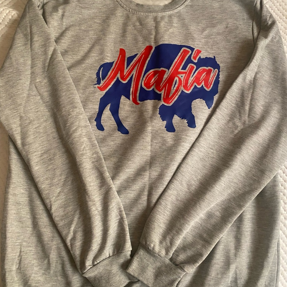 Buffalo Bills Gray Sweatshirt with Red and Blue Graphic
